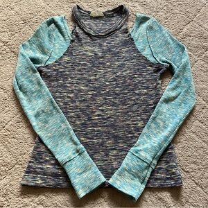 Free People We The Free Out of Control Cold Shoulders Ribbed Top Women's Size XL